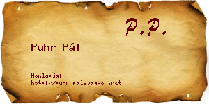 Puhr Pál névjegykártya